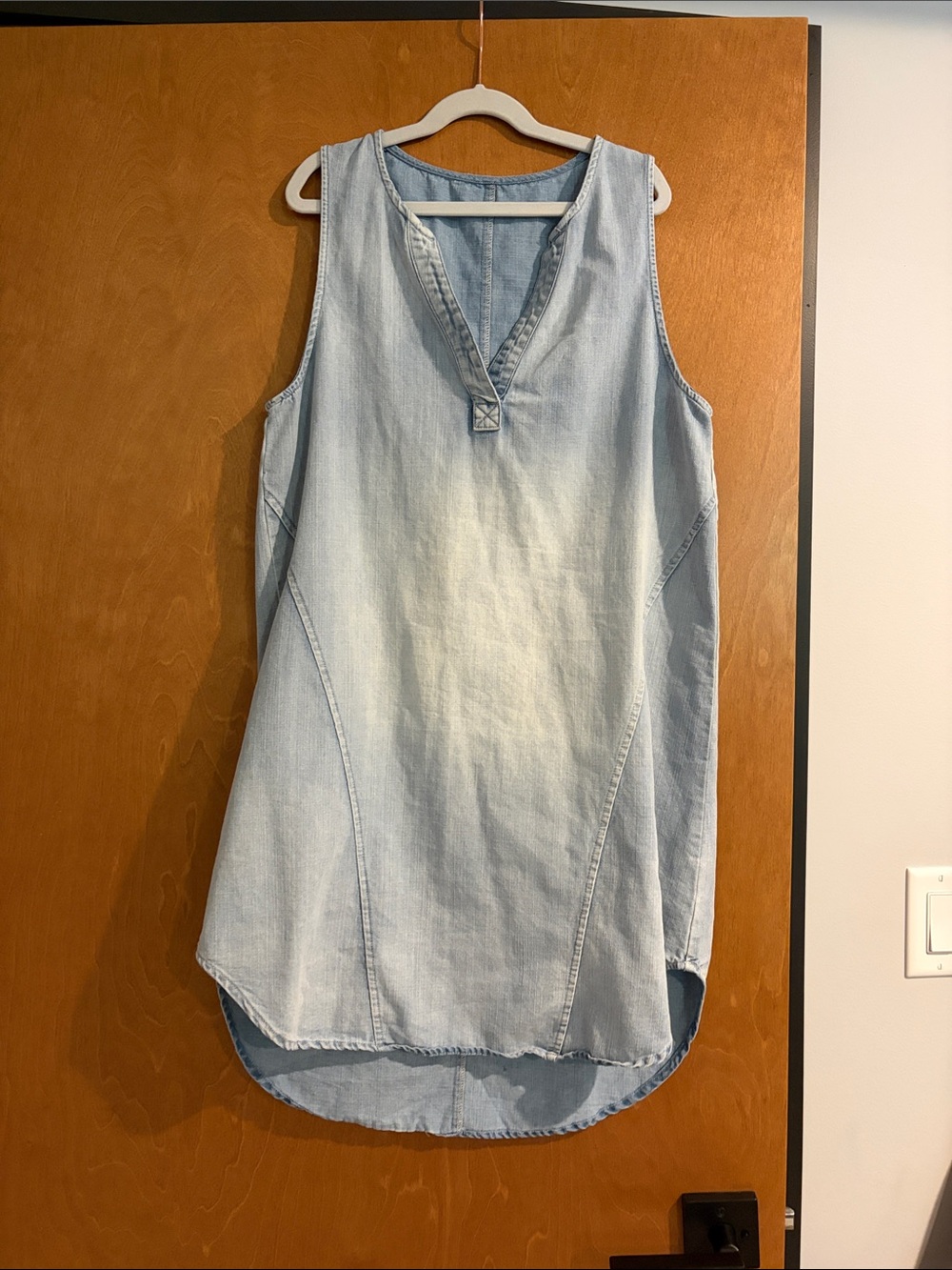Light Blue Sleeveless Denim Tunic Dress